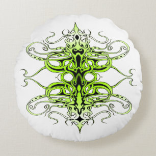 Coussins Ronds Design de tatouage Tribal Personnalisé Vert