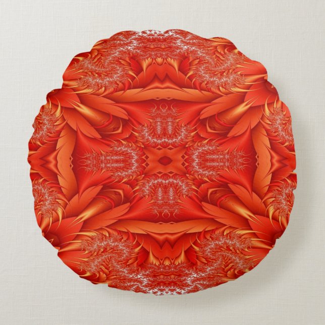 Coussins Ronds Design délicat de la plume fractée - rouge (Devant)