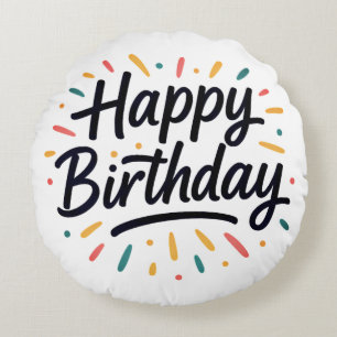 Coussins Ronds Design élégant de calligraphie d'anniversaire