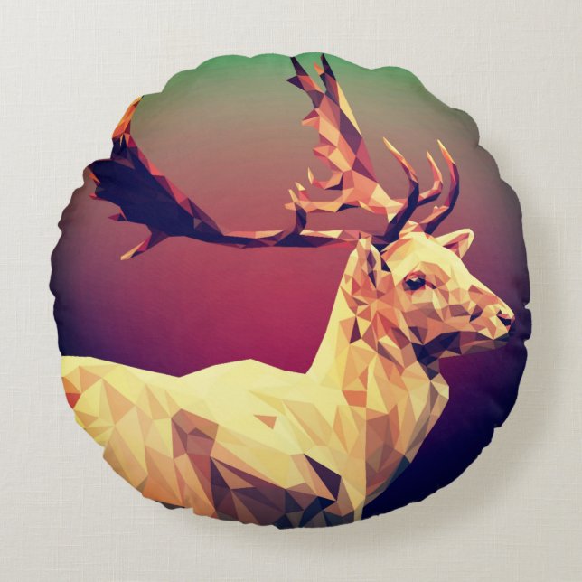 Coussins Ronds Design en polygone de cerf (Devant)