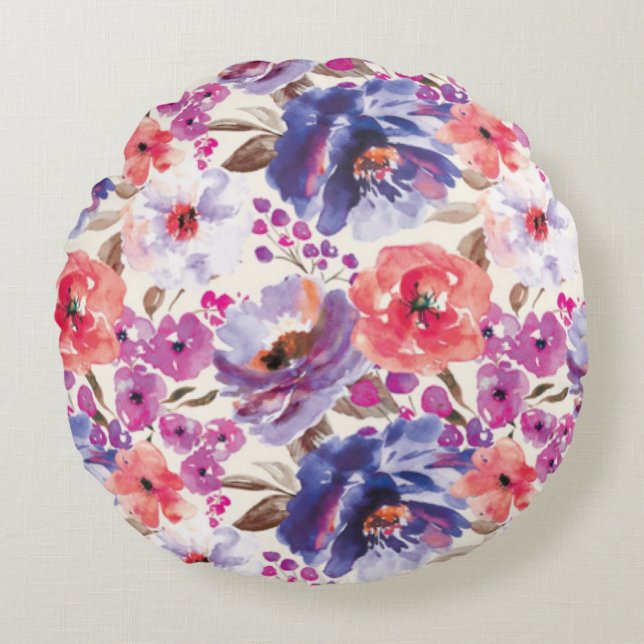 Coussins Ronds Design floral BoHo-Chic (Devant)