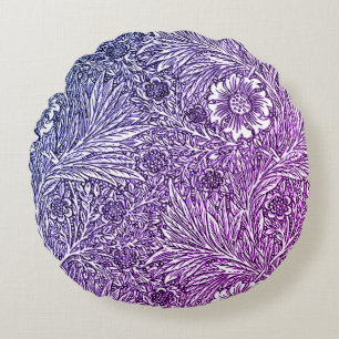 Coussins Ronds Design floral complexe dans les tons violets et bl