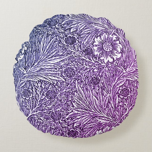 Coussins Ronds Design floral complexe dans les tons violets et bl (Devant)
