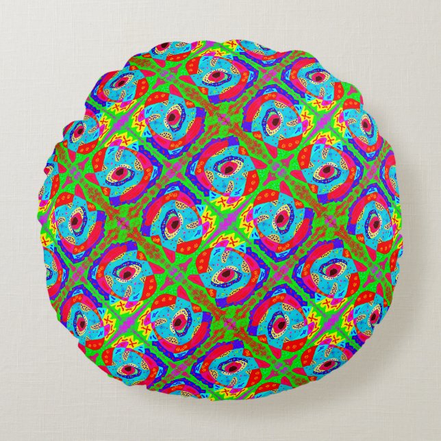 Coussins Ronds Design inspiré par l'art tribal (Devant)