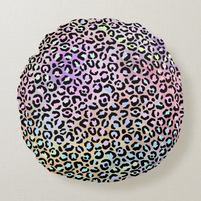 Coussins Ronds Design Iridescendant Leopard Series 6 (Devant)