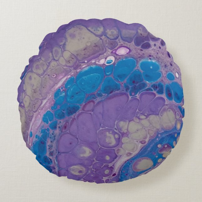 Coussins Ronds Design moderne violet bleu gris Abstrait (Devant)