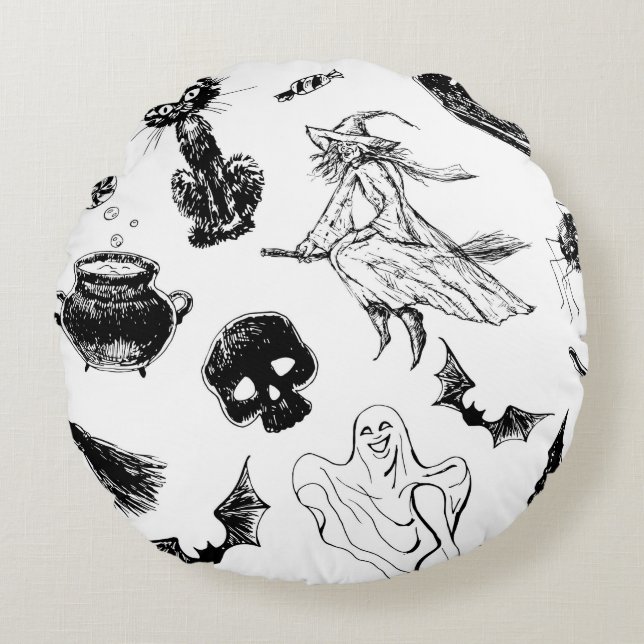 Coussins Ronds Design motif d'Halloween (Devant)