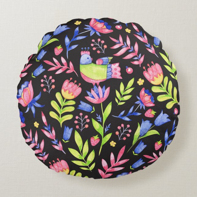 Coussins Ronds Design motif floral transparent. Fleurs de printem (Devant)