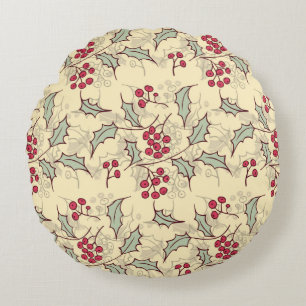 Coussins Ronds Design motif Holly berry