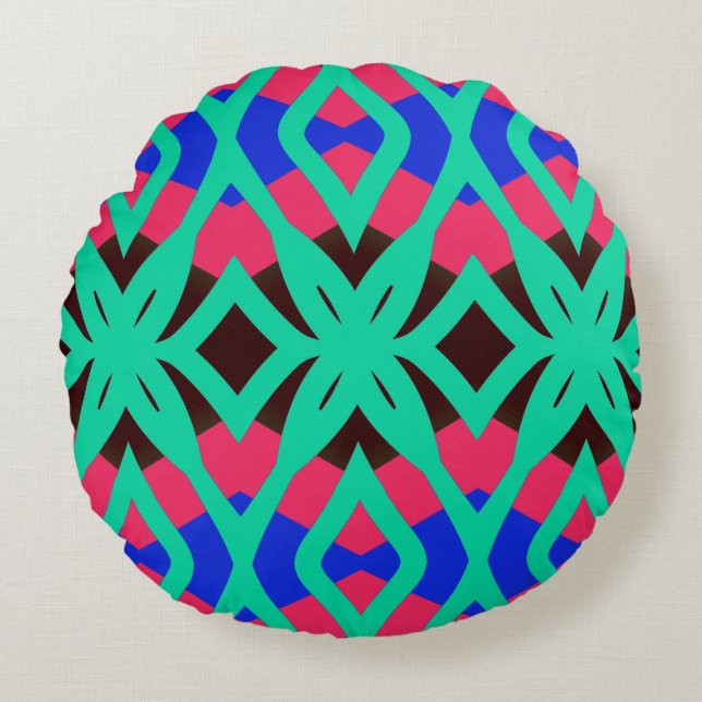 Coussins Ronds Design motif multicouleur géométrique dynamique (Devant)
