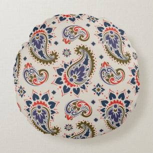 Coussins Ronds Design motif paisley classique et transparent.