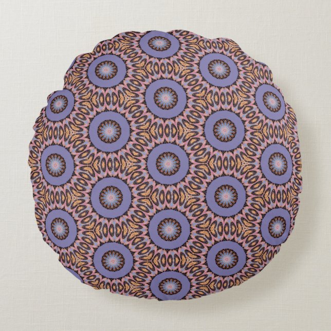 Coussins Ronds Design rétro avec des cercles orange et violet (Devant)