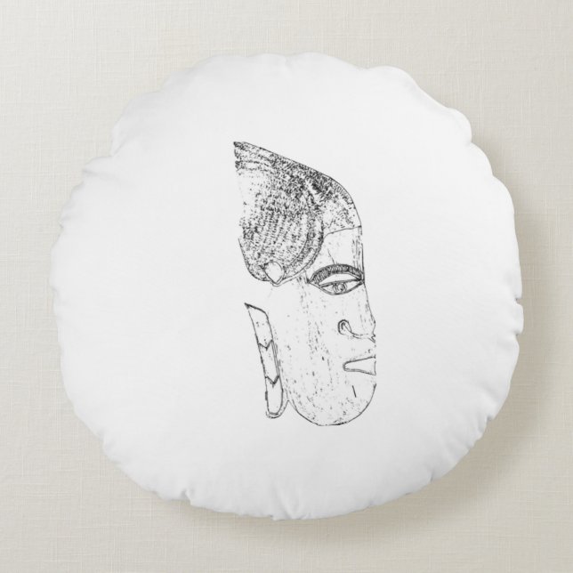 Coussins Ronds design tête femme africaine (Devant)