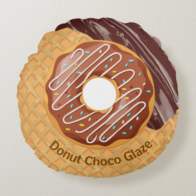 Coussins Ronds Dessert,Donut Choco Glaze, Chocolat Fondu (Devant)