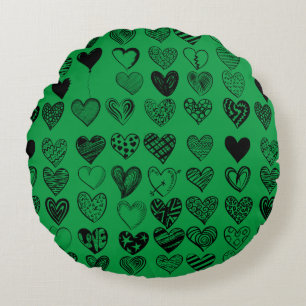 Coussins Ronds Dessin adorable de Black Heart Scribble