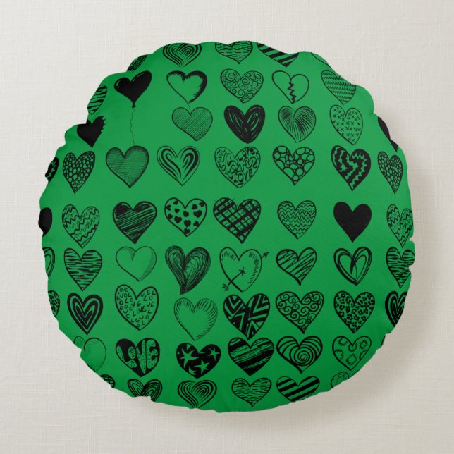 Coussins Ronds Dessin adorable de Black Heart Scribble (Devant)