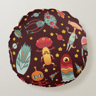 Coussins Ronds Dessin Alien : Espace Vintage