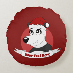 Coussins Ronds Dessin animé de Noël avec un ours panda mignon aut
