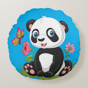 Coussins Ronds Dessin animé de panda mignon