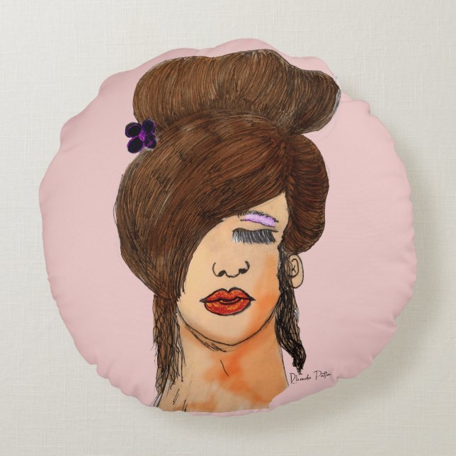 Coussins Ronds Dessin de fille (Dos)