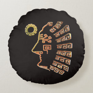 Coussins Ronds Dessin de la silhouette de Machu Picchu