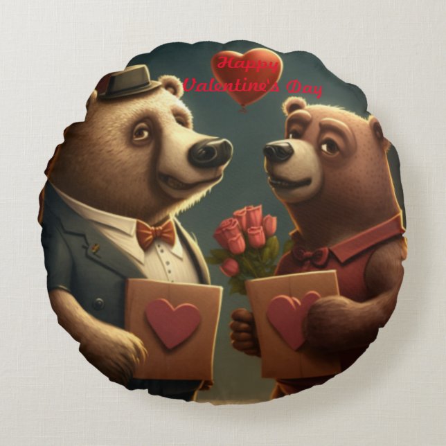 Coussins Ronds Dessin de Saint Valentin sur mesure (Devant)