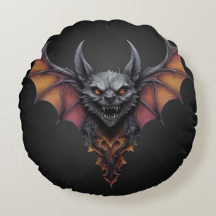 Coussins Ronds Dessin d'encre de chaume effrayant,