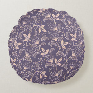 Coussins Ronds Dessin floral vintage avec vignes tourbillonnantes