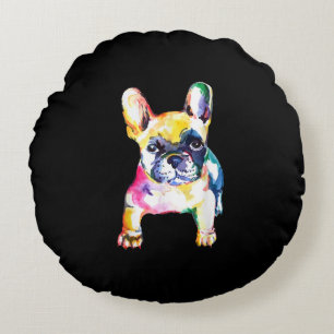 Coussins Ronds Dessin Français Bulldog original aquarelle