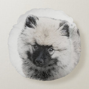 Coussins Ronds Dessin Keeshond Chiot - Joli dessin original Chien