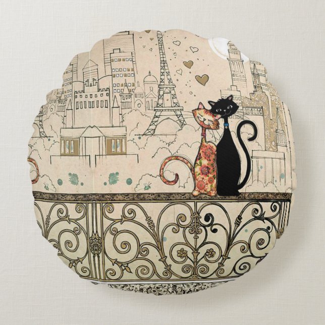 Coussins Ronds Deux chats amoureux (Devant)