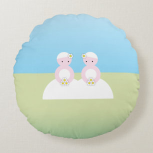 Coussins Ronds Deux mariées caucasiennes
