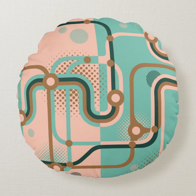 Coussins Ronds Deux motifs sans couture dans des couleurs différe (Devant)