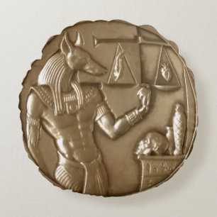 Coussins Ronds Deux pièce de monnaie égyptienne argentée d'ame