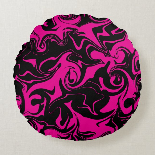 Coussins Ronds Déversement - Magenta et noir (Devant)