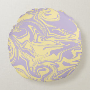 Coussins Ronds Déversement - Pastel Jaune et Violet