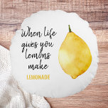 Coussins Ronds Devis jaune citron amusant<br><div class="desc">Devis jaune citron amusant</div>