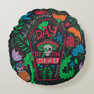 Coussins Ronds Dia de los Muertos : Jeu de cartes de fête