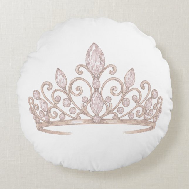 Coussins Ronds Diadème Princesse Rose Blush (Devant)