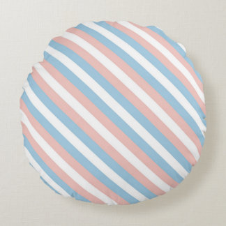 Coussins Ronds Diagonale rose, bleu et blanc