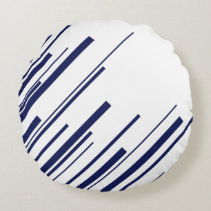 Coussins Ronds Diagonales en bleu et blanc