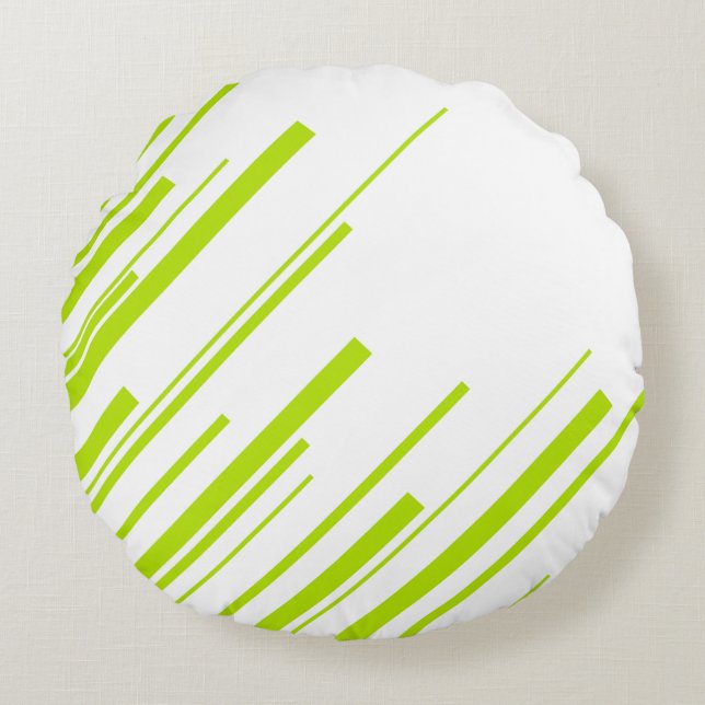 Coussins Ronds Diagonales - Lime vert et blanc (Devant)