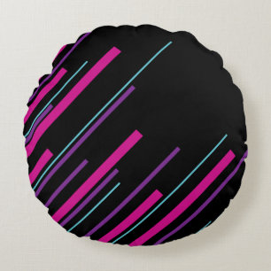 Coussins Ronds Diagonales - rose, violet, bleu et noir