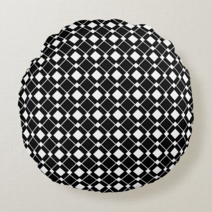 Coussins Ronds Diamants noirs et blancs - Lozenge Motif