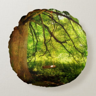 Coussins Ronds Die Baumschaukel im grünen Wald