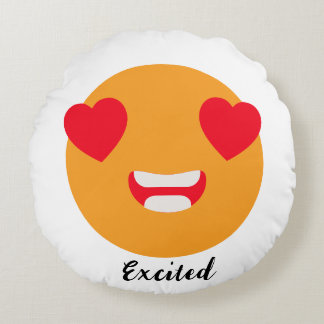 Coussins Ronds Diffuser des sourires le jour de l'Emoji : Excité