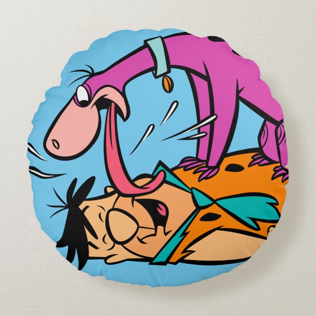 Coussins Ronds Dino Licking Fred Flintstone (Devant)