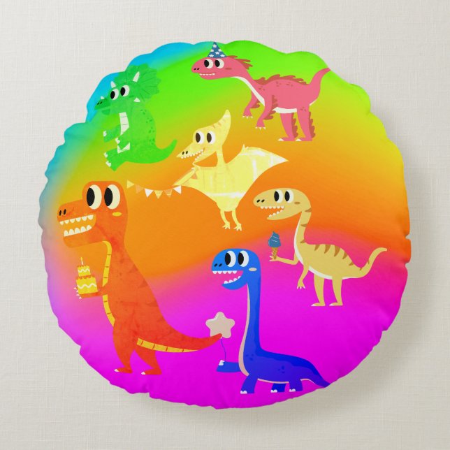 Coussins Ronds dinosaures sauvages (Devant)