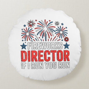 Coussins Ronds Directeur de feu d'artifice du 4 juillet Si je cou
