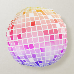 Coussins Ronds Disco Coloré Mirror Ball Retro les années 70